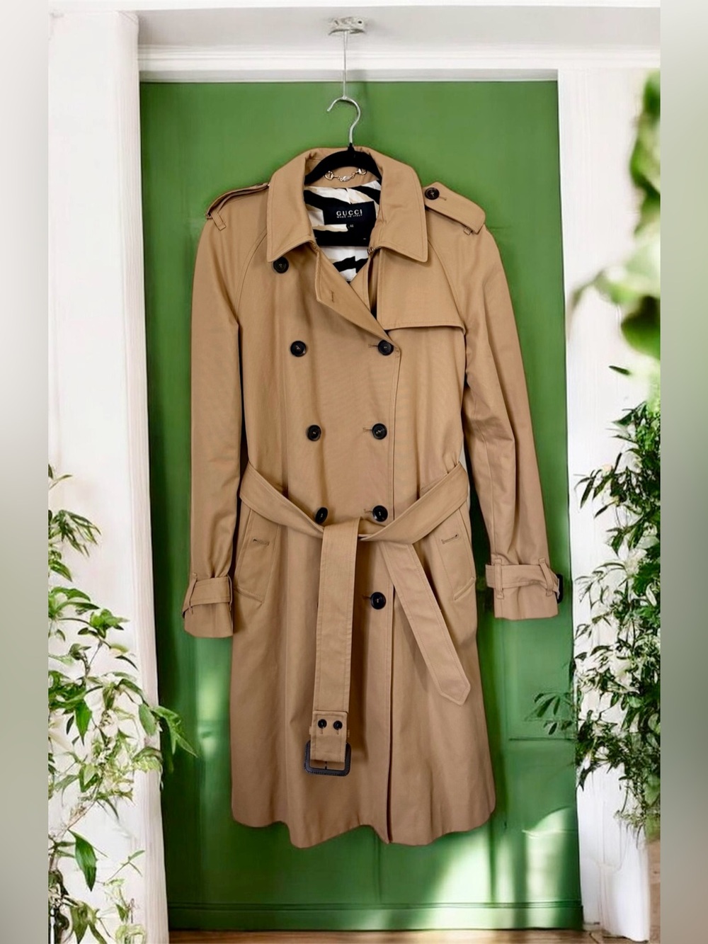 Gucci Beige Double-Breasted Trench Coat with Belt